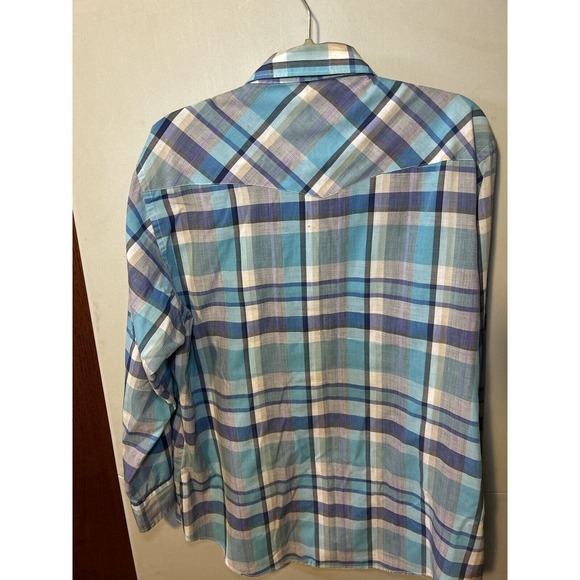 Vintage Wrangler Cowboy Cut X-Long Tails Snap Plaid Size 16.5x33Regular Fit - Picture 5 of 7